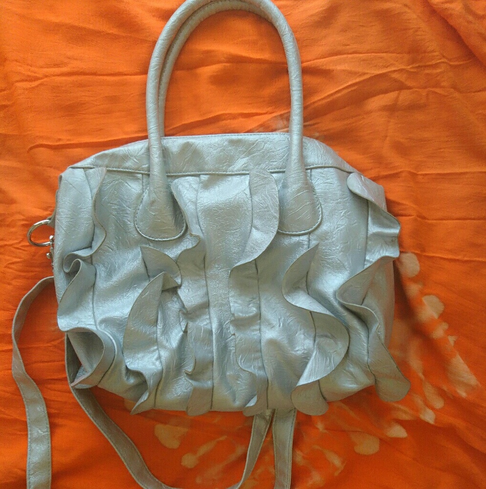 Silver Ruffle Handbag